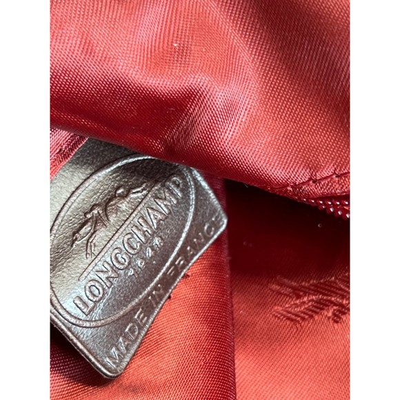 Longchamp Reptigne embossed snake print red leather tote overnight travel bag - Picture 11 of 16